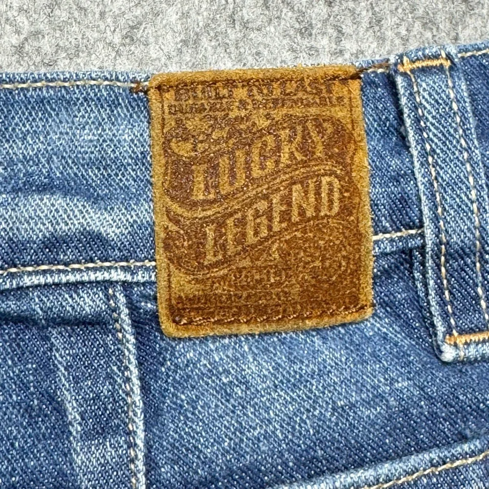 Lucky Legend Denim Shorts Frayed‎ Hem Blue Wash Casual Summer Made in USA 2/26